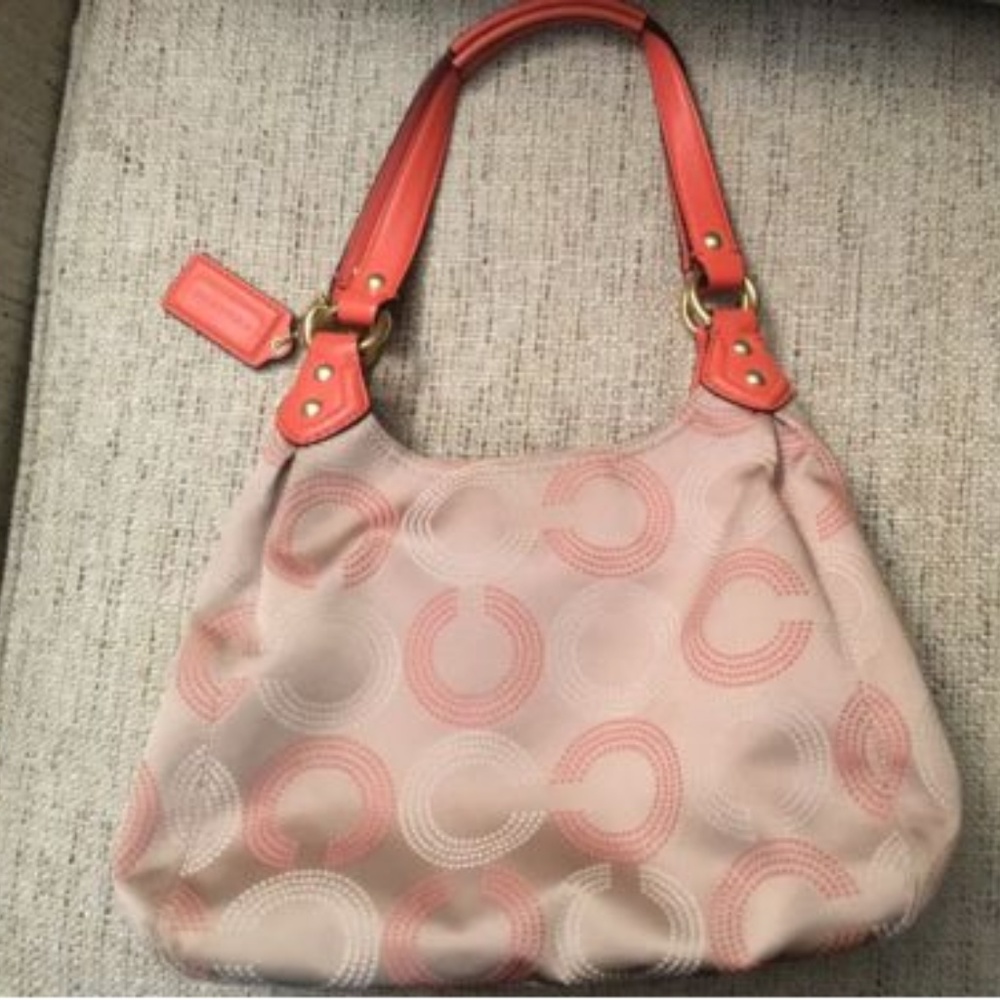 Coach F21920 Op Art Dotted Ashley Hobo Khaki Pink